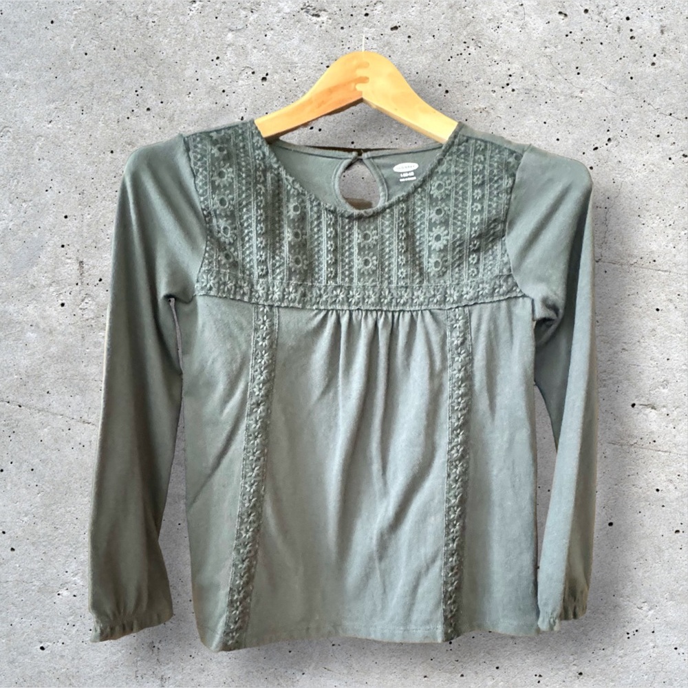 Old Navy Girls' Long-Sleeve Blouse with Lace Overlay (Size L-10/12)